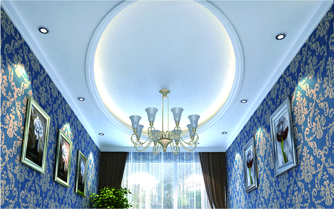 别墅室内欧式风格餐厅圆形吊顶装修效果图片_别墅设计图