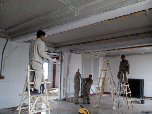 传统石膏板吊顶施工
